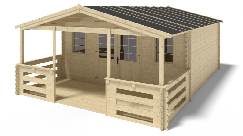 Avant-toit en bois 5x2m pour le chalet de jardin 5m, couleur naturel
