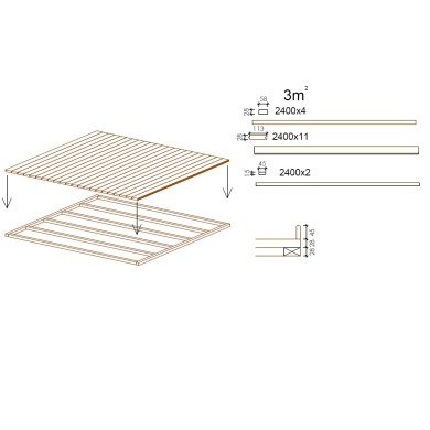 Plancher universel pour abris de jardin - 28 mm - paquet de 3 m2 - Non traité 2