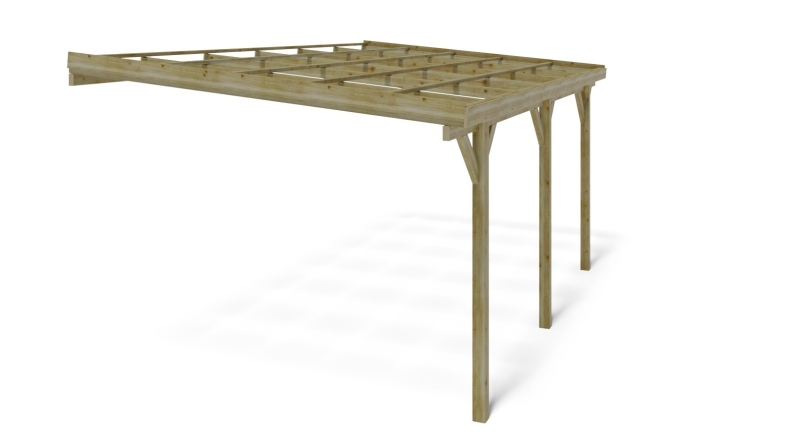 Carport, abri de voiture  3x5.24 m - 15 m2 - adossé 