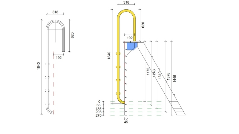 Échelle de piscine en acier inoxydable à 4 marches