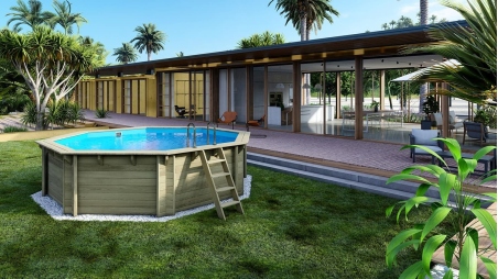 Piscine Verona 4.72 x 4.72 - H.1.2 m, bleu pâle, autoportante - sans dalle