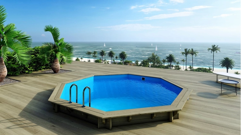 Piscine Verona 4.72 x 4.72 - H.1.2 m, bleu pâle, autoportante - sans dalle