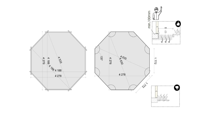 Piscine Verona 4.72 x 4.72 - H.1.2 m, bleu pâle, autoportante - sans dalle
