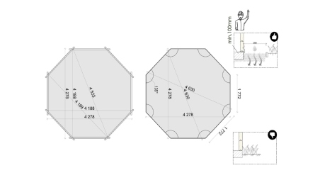 Piscine en bois 4.71x4.72 - H.1.2 m  autoportante