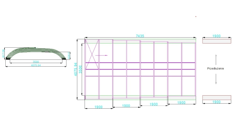 Abri de piscine Horizon - 7.43x3.5 m - polycarbonate alvéolaire 8 mm - pour piscine BAS7308