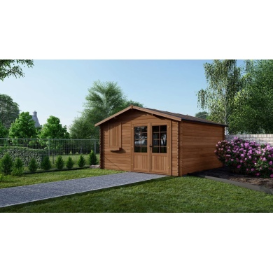 Abri de jardin en bois - 16m2 - 4x4m - Traité - Ep. 28mm - Couleur: 