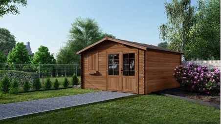Abri de jardin en bois - 16m2 - 4x4m - Traité - Ep. 28mm - Couleur: 