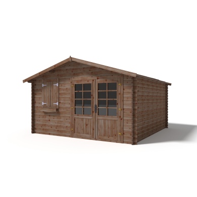 Abri de jardin en bois - 16m2 - 4x4m - Traité - Ep. 28mm - Couleur: marron 2