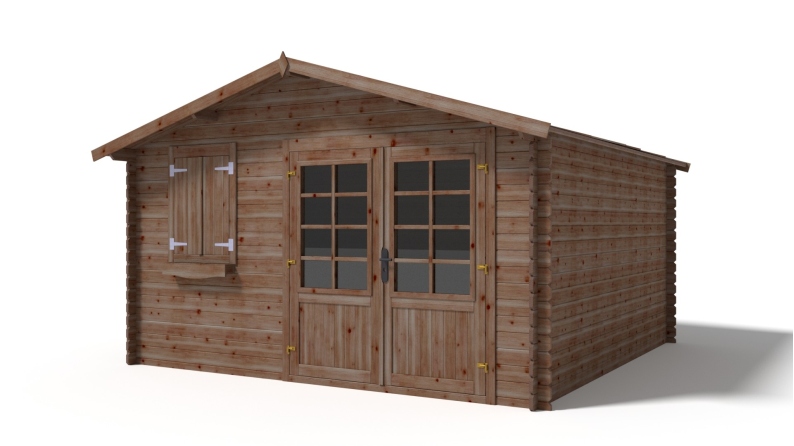 Abri de jardin en bois - 16m2 - 4x4m - Traité - Ep. 28mm - Couleur: 