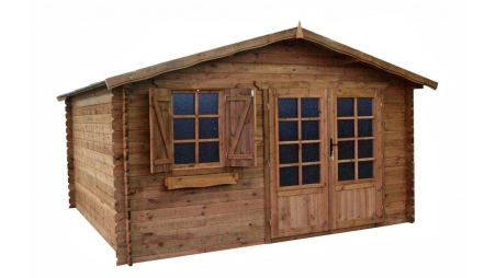Abri de jardin en bois - 16m2 - 4x4m - Traité - Ep. 28mm - Couleur: 