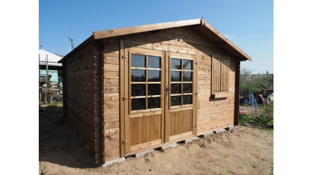 Abri de jardin en bois - 16m2 - 4x4m - Traité - Ep. 28mm - Couleur: 