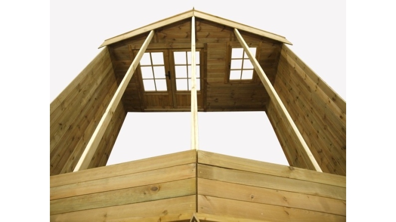 Abri de jardin en bois - 16m2 - 4x4m - Traité - Ep. 28mm - Couleur: marron