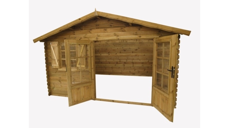 Abri de jardin en bois - 16m2 - 4x4m - Traité - Ep. 28mm - Couleur: 