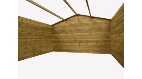 Abri de jardin en bois - 16m2 - 4x4m - Traité - Ep. 28mm - Couleur: 