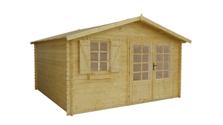Abri de jardin en bois - 16m2 - 4x4m - Ep. 28mm - Couleur: naturel