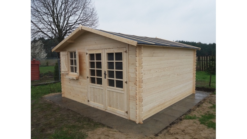 Abri de jardin en bois - 16m2 - 4x4m - Ep. 28mm - Couleur: naturel