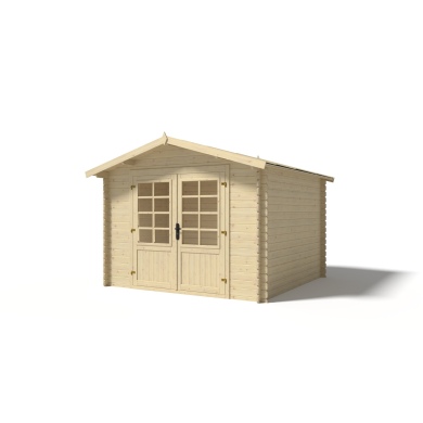 Abri de jardin en bois - 9m2 - 3x3m - Ep. 28mm - Couleur: naturel 2