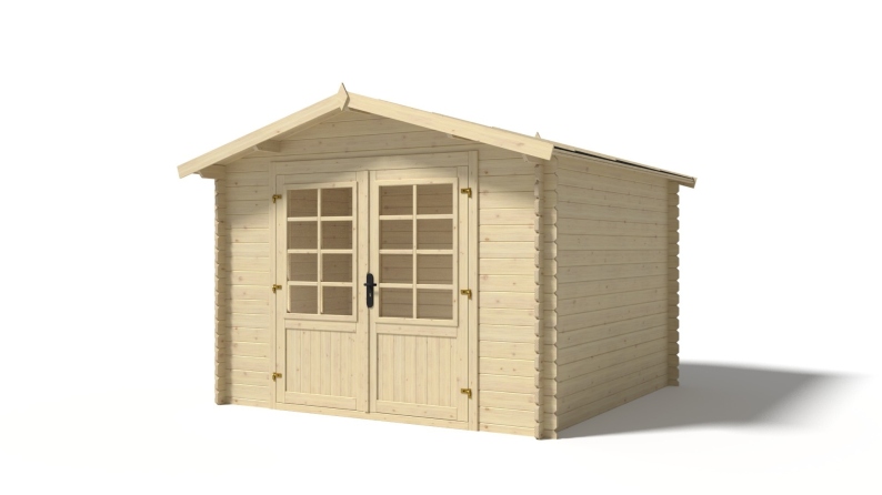 Abri de jardin en bois - 9m2 - 3x3m - Ep. 28mm - Couleur: naturel