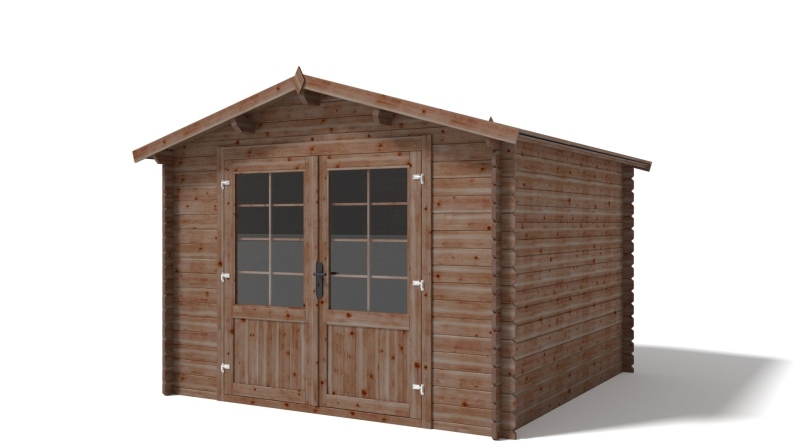 Abri de jardin en bois - 9m2 - 3x3m - Traité - Ep. 28mm - Couleur: 