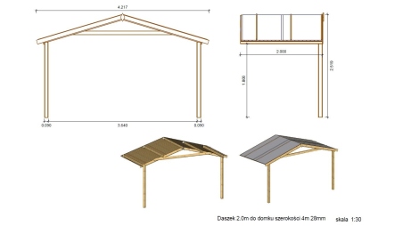 Abri de jardin en bois - 4x4 m + terrasse avec balustrade et avant-toit en bois - 24 m2 - Traité