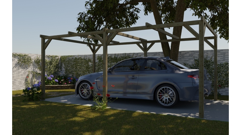 Carport, abri de voiture  3x5.1 m - 15.3 m2