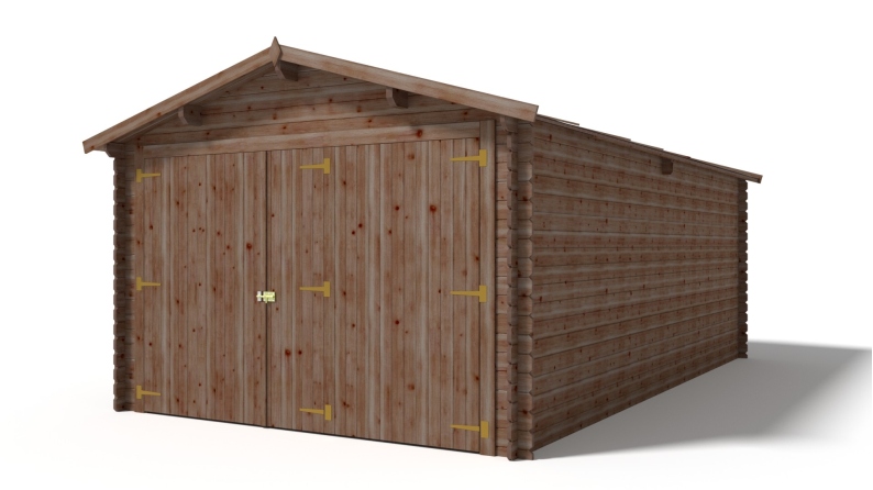 Garage en bois - 21m2 - 3.5x6m - imprégné - Ep. 28mm - couleur: marron