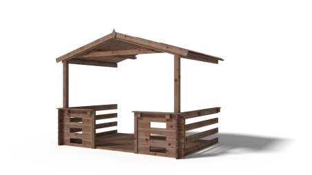 Avant-toit en bois 3x2m pour le chalet de jardin 3m, traité, marron