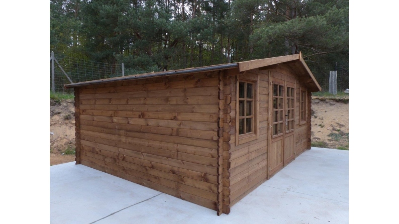 Abri de jardin en bois - 20m2 - 5x4m - Traité - Ep. 28mm - Couleur: marron