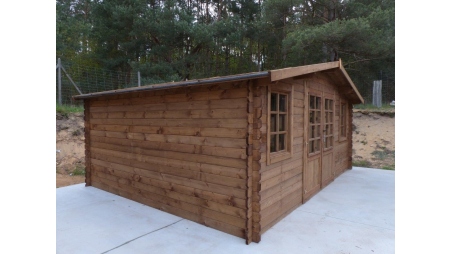 Abri de jardin en bois - 20m2 - 5x4m - Traité - Ep. 28mm - Couleur: marron