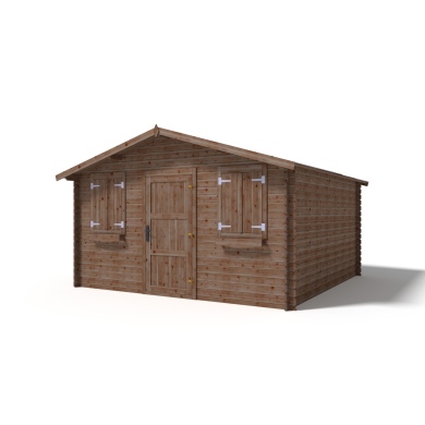 Abri de jardin en bois - 16m2 - 4x4m - Traité - Ep. 28mm - Couleur: marron 2