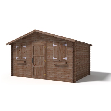 Abri de jardin en bois - 12m2 - 4x3m - Traité - Ep. 28mm - Couleur: marron 2