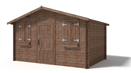 Abri de jardin en bois - 12m2 - 4x3m - Traité - Ep. 28mm - Couleur: marron