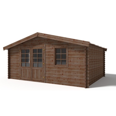 Abri de jardin en bois - 20m2 - 5x4m - Traité - Ep. 45mm - Couleur: marron 2