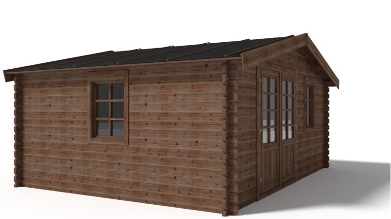 Abri de jardin en bois - 20m2 - 5x4m - Traité - Ep. 45mm - Couleur: marron