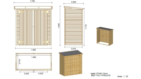 Armoire de jardin à outils 1.66x0.82 m H.1.86