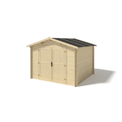 Abri de jardin en bois - 9m2 - 3x3m - Ep. 28mm - Couleur: naturel 2