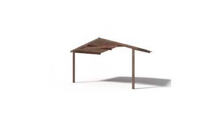 Abri de jardin en bois - 4x4 m + terrasse avec balustrade et avant-toit en bois - 28 m2 - Traité