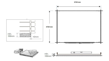 Abri de jardin en bois - 15.2m2 - 3.9x3.9m - Traité - Ep. 34mm - Couleur: marron