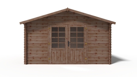 Abri de jardin en bois - 15.2m2 - 3.9x3.9m - Traité - Ep. 34mm - Couleur: marron