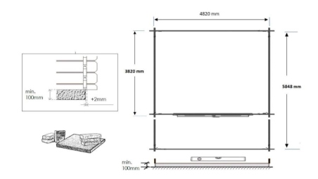Abri de jardin en bois - 5x4 m + terrasse avec balustrade et avant-toit en bois - 30 m2