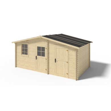 Abri de jardin en bois - 15m2 - 5x3m - Ep. 28mm - Couleur: naturel 2