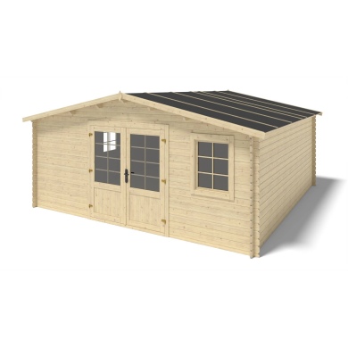 Abri de jardin en bois - 25m2 - 5x5m - Ep. 28mm - Couleur: naturel 2