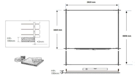 Abri de jardin en bois - 3x2 m + terrasse avec balustrade et avant-toit en bois - 15 m2
