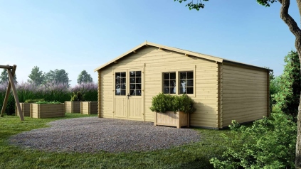 Abri de jardin en bois - 30m2 - 6x5m - Ep. 40mm - Couleur: naturel