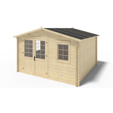 Abri de jardin en bois - 16m2 - 4x4m - Ep. 40mm - Couleur: naturel 2
