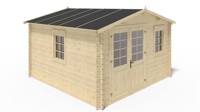 Abri de jardin en bois - 16m2 - 4x4m - Ep. 40mm - Couleur: naturel