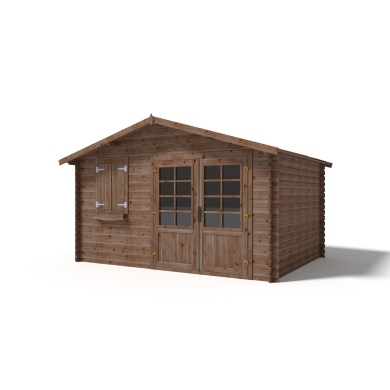 Abri de jardin en bois - 12m2 - 4x3m - Traité - Ep. 28mm - Couleur: marron 2