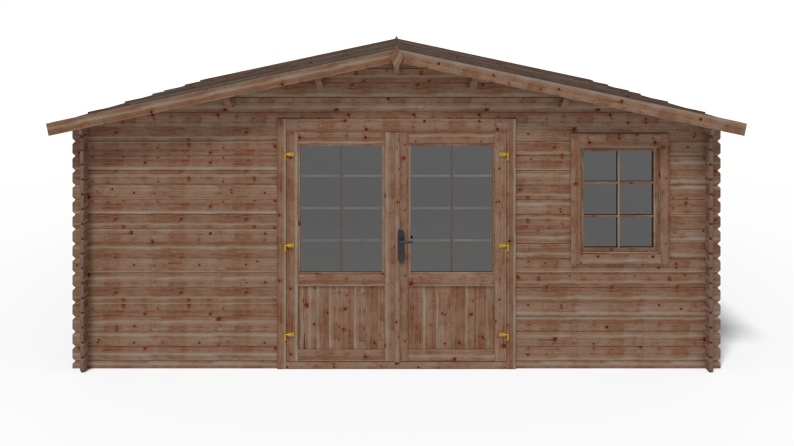 Abri de jardin en bois - 25m2 - 5x5m - Traité - Ep. 28mm - Couleur: marron