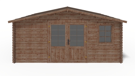 Abri de jardin en bois - 25m2 - 5x5m - Traité - Ep. 28mm - Couleur: marron