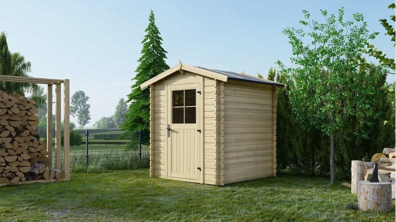 Abri de jardin en bois - 3.61m2 - 1.9x1.9m - Ep. 28mm - Couleur: naturel